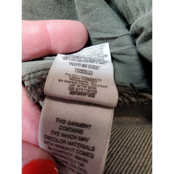 FREE PEOPLE Womens 31 Jeans Straight Leg Mid Rise Olive Green Distressed Denim - Picture 7 of 11